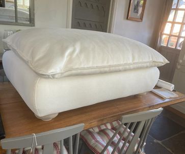 Footstool in thick white sailcoth.