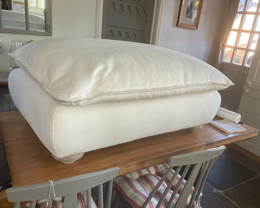Footstool in thick white sailcoth.